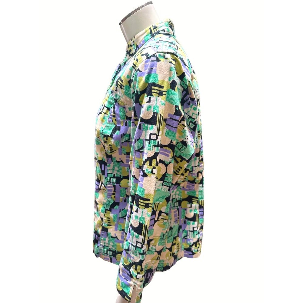 Christopher & Banks Abstract Stretch Button Up Jacket Size L - Picture 3 of 10
